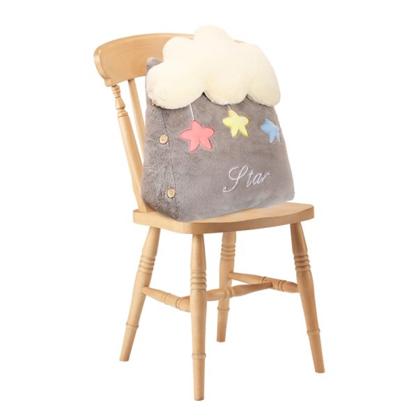 1-SOGA Grey Cute Star Cloud Cushion Soft Leaning Lumbar Wedge Pillow Bedside Plush Home Decor
