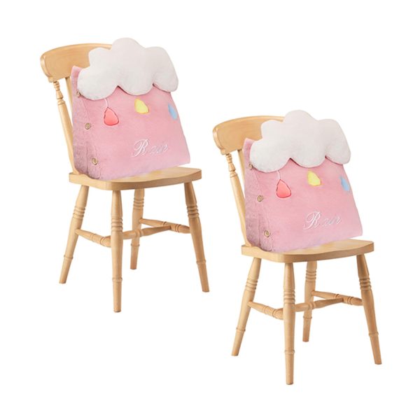 1-SOGA 2X Pink Cute Cloud Cushion Soft Leaning Lumbar Wedge Pillow Bedside Plush Home Decor