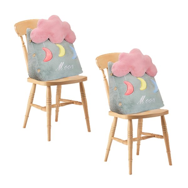 1-SOGA 2X Green Cute Cloud Cushion Soft Leaning Lumbar Wedge Pillow Bedside Plush Home Decor