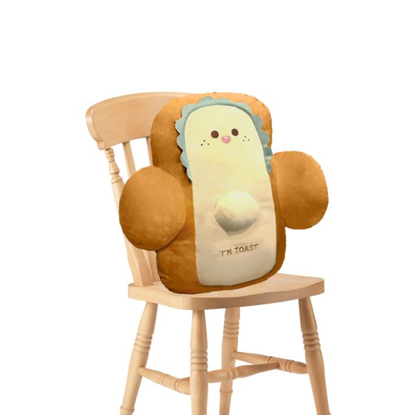 1-SOGA 48cm Cute Face Toast Bread Cushion Stuffed Car Seat Plush Cartoon Back Support Pillow Home Decor