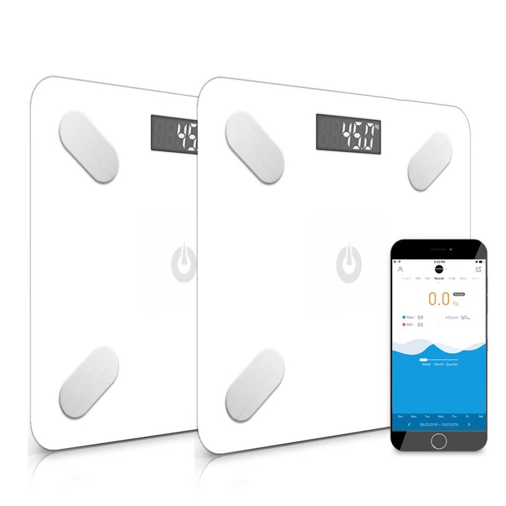 1-SOGA 2X Wireless Bluetooth Digital Body Fat Scale Bathroom Weighing Scales Health Analyzer Weight White 1-SOGA 2X Wireless Bluetooth Digital Body Fat Scale Bathroom Weighing Scales Health Analyzer Weight White