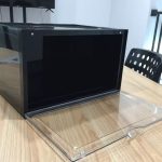 5-SOGA 2X 3 Tier Black Portable Shoe Organiser Sneaker Footwear Folding Plastic Bin Stackable Storage Box with Magnetic Door