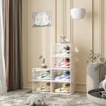 3-SOGA 2 Tier Transparent Portable Shoe Organiser Sneaker Footwear Folding Plastic Bin Stackable Storage Box with Magnetic Door