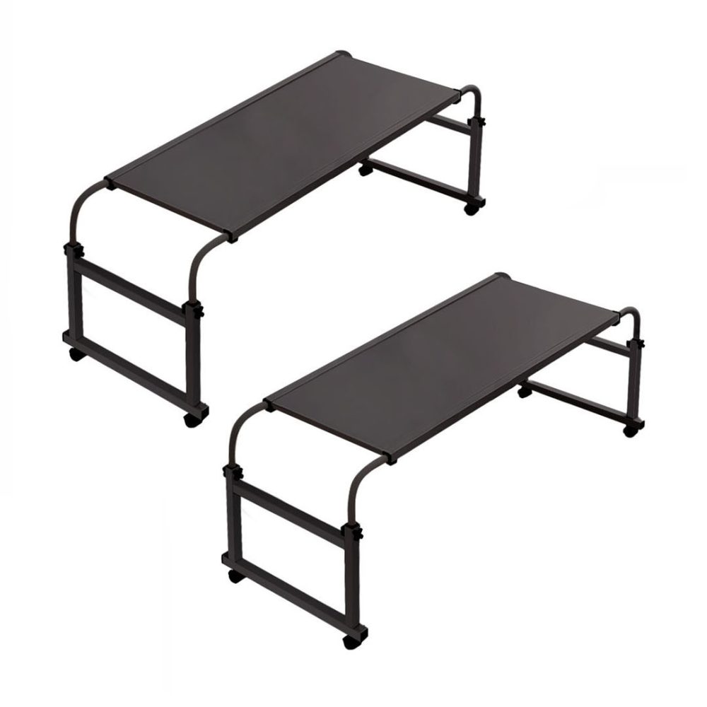 1-SOGA 2X 140x45cm Black Cross Bed Movable Desk Table w/ Adjustable Length & Height