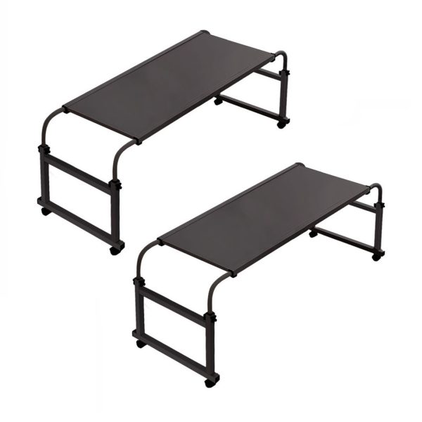 1-SOGA 2X 140x45cm Black Cross Bed Movable Desk Table w/ Adjustable Length & Height