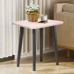 4-SOGA 2X 40cm White Ceramic Table Stone Pattern Compact Modern Design with Black Metal Legs