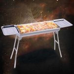 2-SOGA 2X Skewers Grill with Side Tray Portable Stainless Steel Charcoal BBQ Outdoor 6-8 Persons