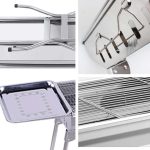 5-SOGA 2X Skewers Grill with Side Tray Portable Stainless Steel Charcoal BBQ Outdoor 6-8 Persons