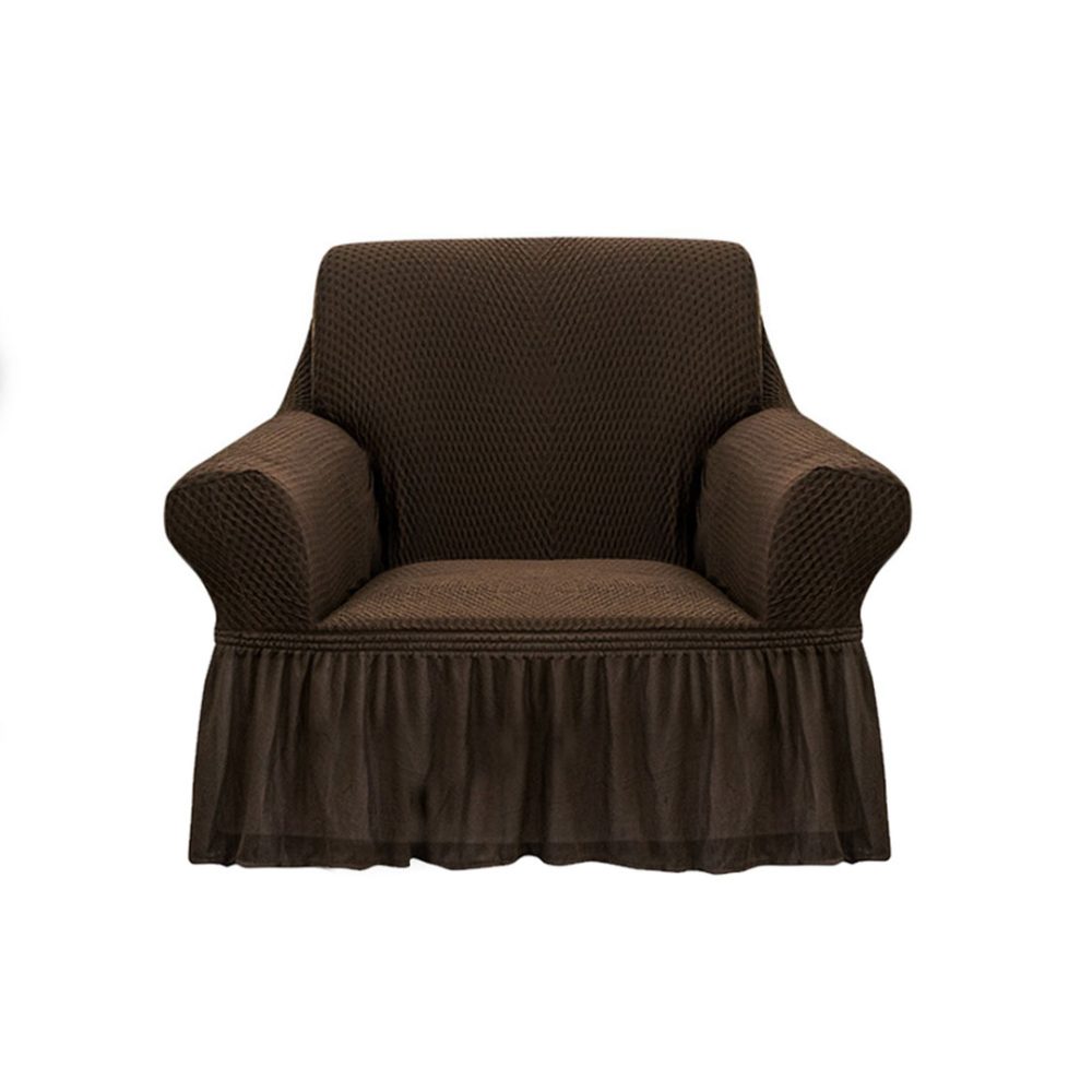 1-SOGA 1-Seater Coffee Sofa Cover with Ruffled Skirt Couch Protector High Stretch Lounge Slipcover Home Decor