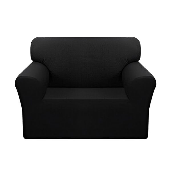 1-SOGA 1-Seater Black Sofa Cover Couch Protector High Stretch Lounge Slipcover Home Decor