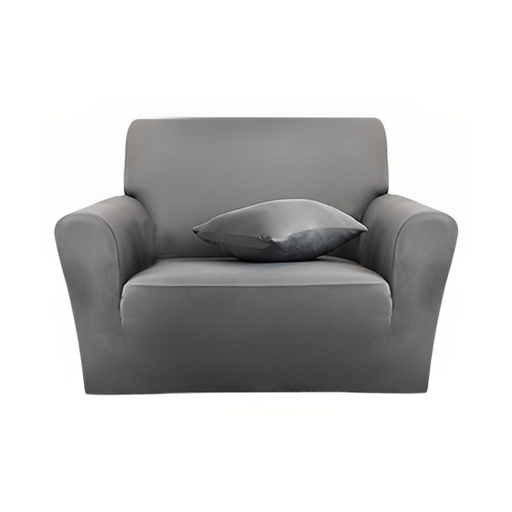 1-SOGA 1-Seater Grey Sofa Cover Couch Protector High Stretch Lounge Slipcover Home Decor