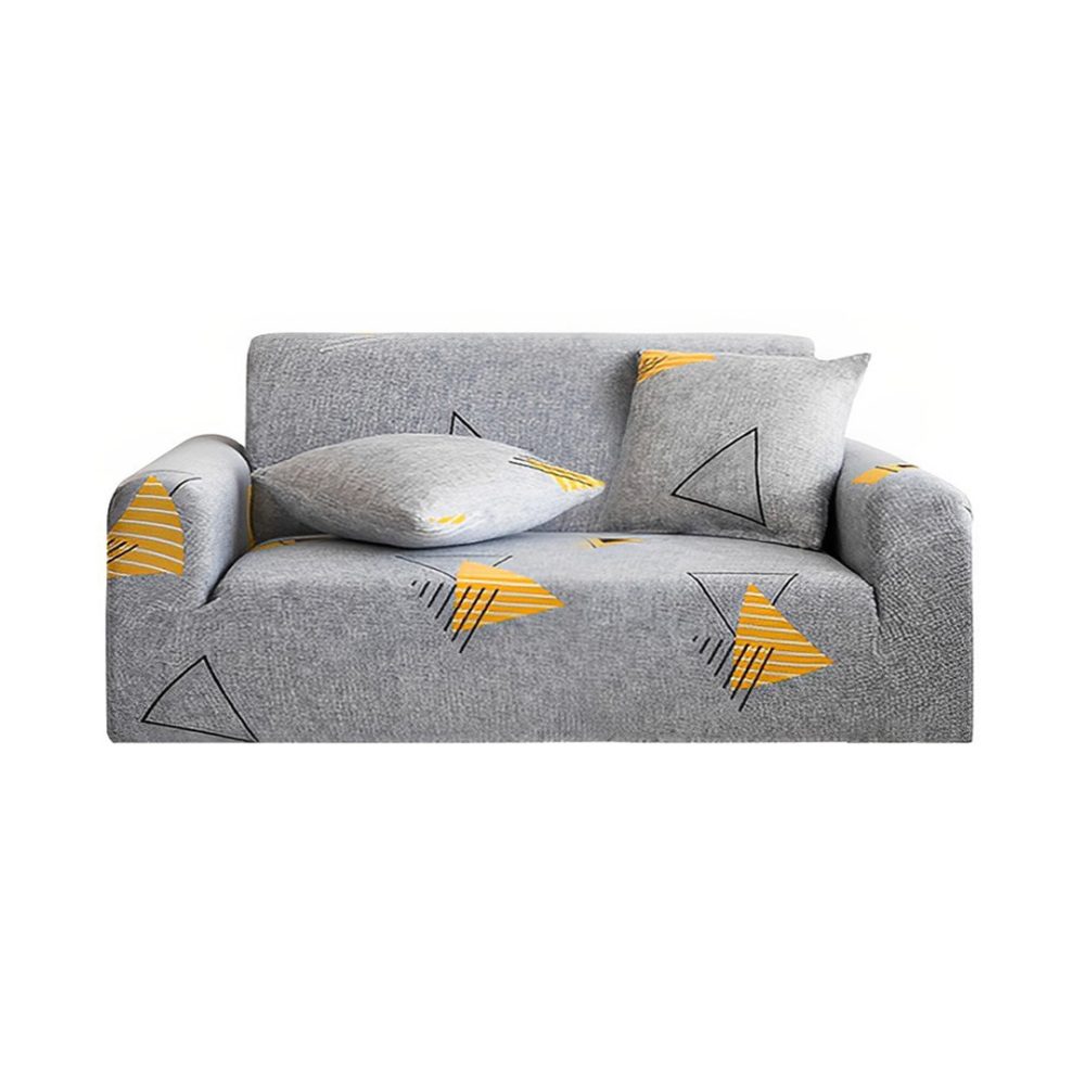 1-SOGA 2-Seater Geometric Print Sofa Cover Couch Protector High Stretch Lounge Slipcover Home Decor