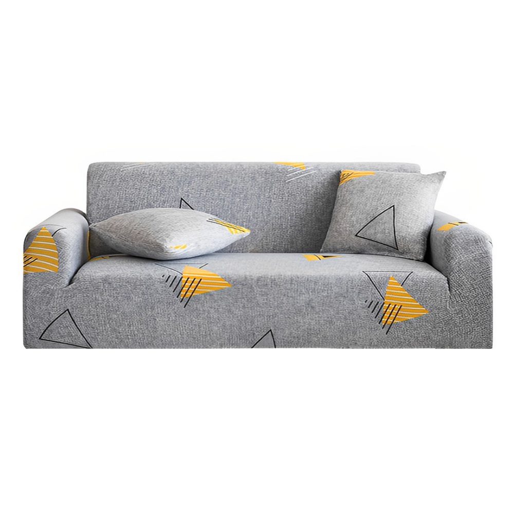 1-SOGA 4-Seater Geometric Print Sofa Cover Couch Protector High Stretch Lounge Slipcover Home Decor