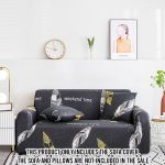 2-SOGA 4-Seater Feather Print Sofa Cover Couch Protector High Stretch Lounge Slipcover Home Decor