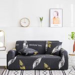 3-SOGA 4-Seater Feather Print Sofa Cover Couch Protector High Stretch Lounge Slipcover Home Decor