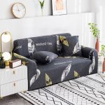 4-SOGA 4-Seater Feather Print Sofa Cover Couch Protector High Stretch Lounge Slipcover Home Decor