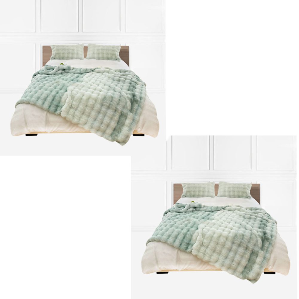 1-SOGA 2X 200cm Light Green Fuzzy Super Soft and Cozy Fluffy Throw Blanket