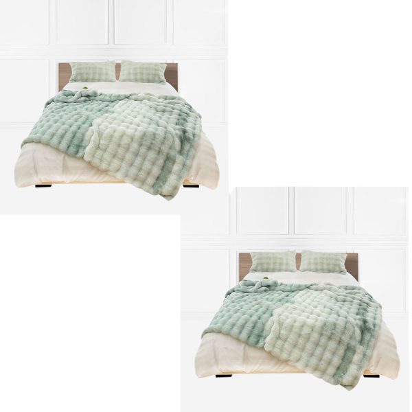 1-SOGA 2X 200cm Light Green Fuzzy Super Soft and Cozy Fluffy Throw Blanket