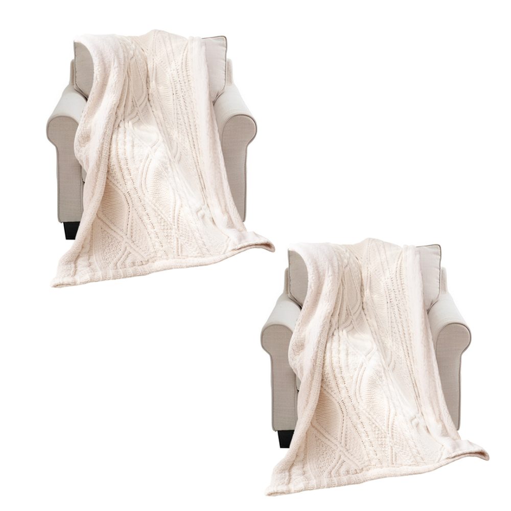 1-SOGA 2X 200X230cm Throw Blanket White Chenille Fleece Knitted Fabric on One Side Soft Suede 1-SOGA 2X 200X230cm Throw Blanket White Chenille Fleece Knitted Fabric on One Side Soft Suede