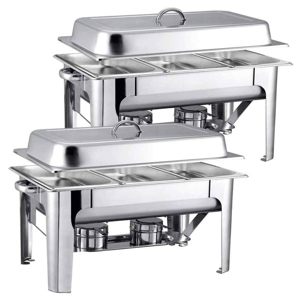 1-SOGA 2X 9L Stainless Steel 3 Pans Bain-marie Chafing Catering Dish Buffet Food Warmer