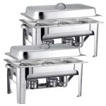 1-SOGA 2X 9L Stainless Steel 3 Pans Bain-marie Chafing Catering Dish Buffet Food Warmer