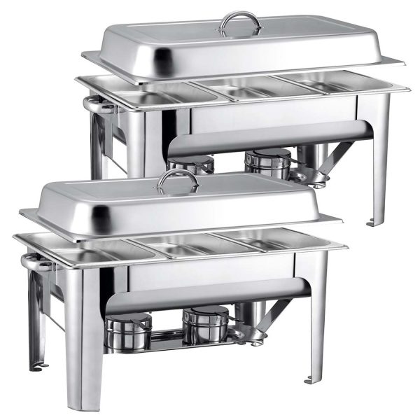 1-SOGA 2X 9L Stainless Steel 3 Pans Bain-marie Chafing Catering Dish Buffet Food Warmer