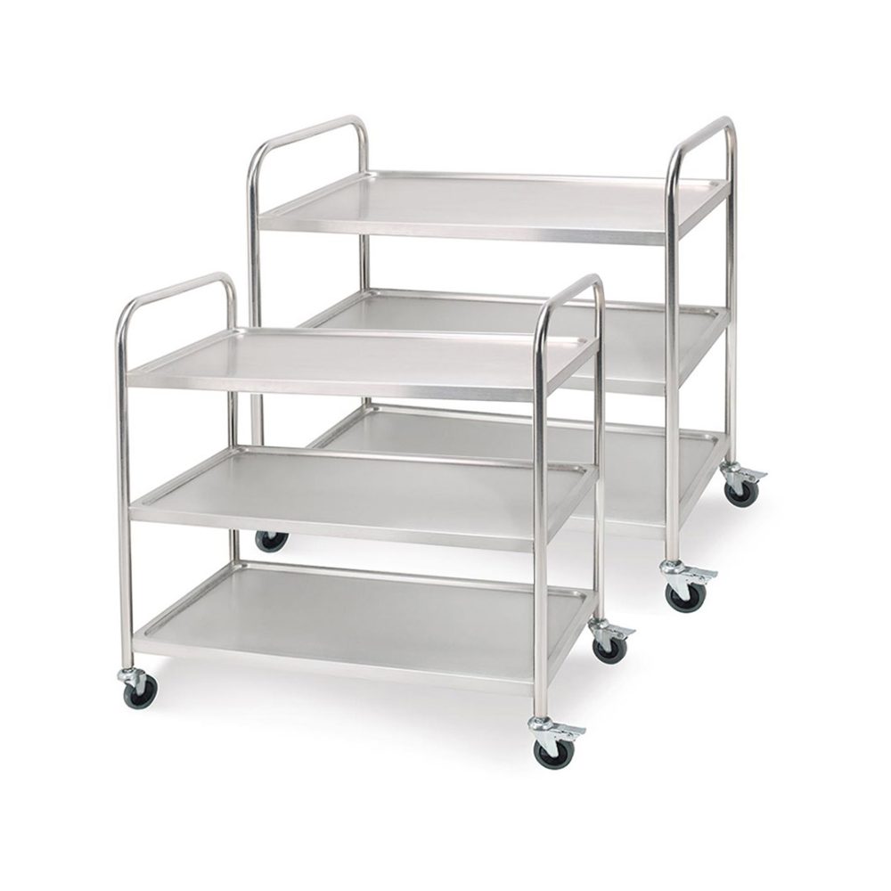 1-SOGA 2X 3 Tier 81x46x85cm Stainless Steel Kitchen Dinning Food Cart Trolley Utility Round Small