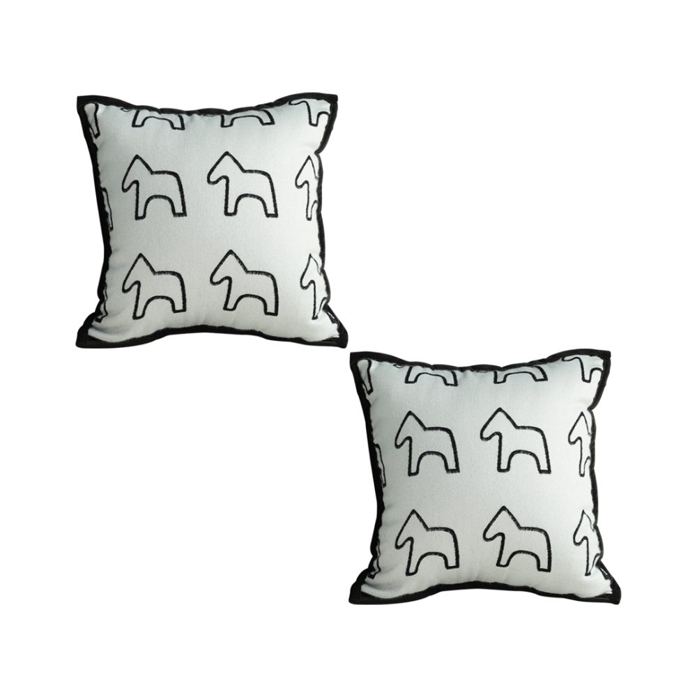 1-SOGA 2X 45cm Throw Pillow White Teddy Fleece Square Pony Design Decorative Cushion for Living Room