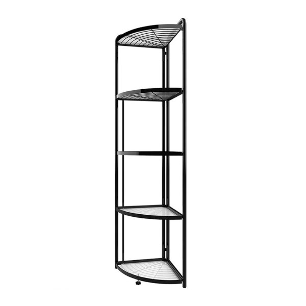 1-SOGA 5 Tier Steel Triangular  Corner Stand Multi-Functional Shelves Portable Storage Organizer
