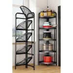 5-SOGA 2X 5 Tier Steel Triangular  Corner Stand Multi-Functional Shelves Portable Storage Organizer