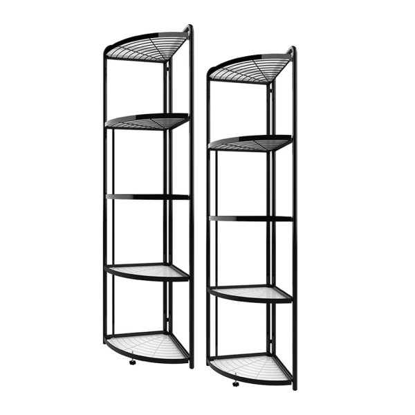 1-SOGA 2X 5 Tier Steel Triangular  Corner Stand Multi-Functional Shelves Portable Storage Organizer