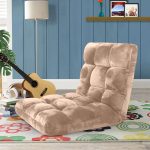 2-SOGA Floor Recliner Folding Lounge Sofa Futon Couch Folding Chair Cushion Light Apricot