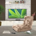 3-SOGA Floor Recliner Folding Lounge Sofa Futon Couch Folding Chair Cushion Light Apricot