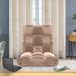 5-SOGA Floor Recliner Folding Lounge Sofa Futon Couch Folding Chair Cushion Light Apricot