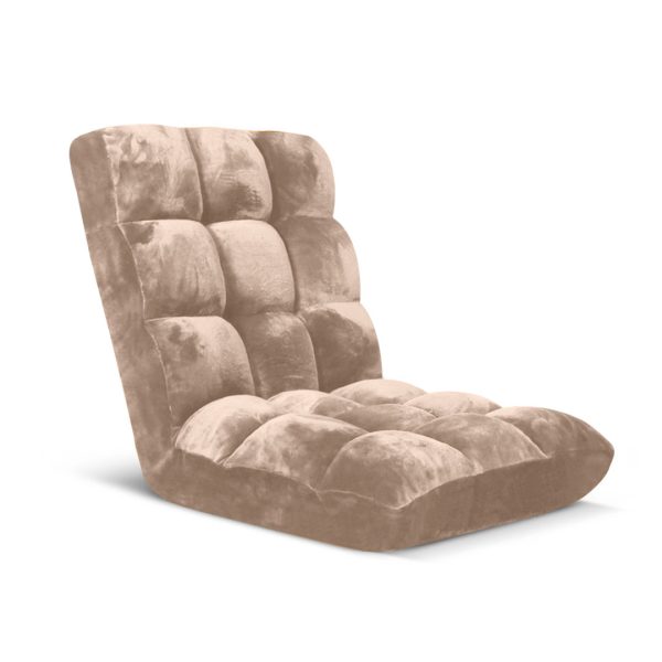 1-SOGA Floor Recliner Folding Lounge Sofa Futon Couch Folding Chair Cushion Light Apricot
