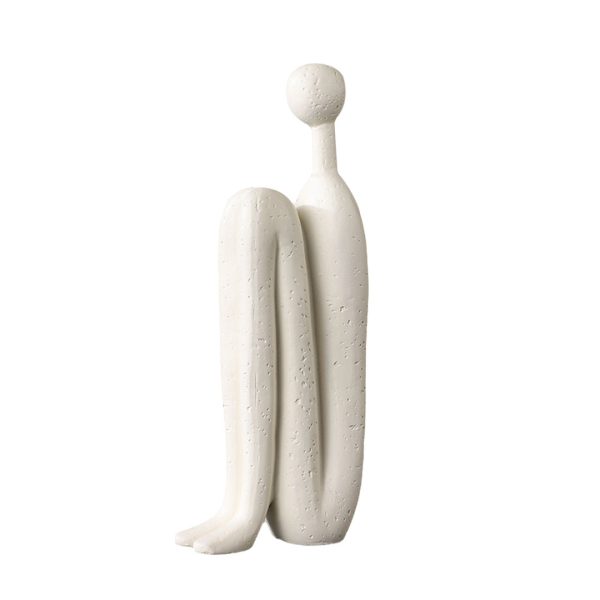1-SOGA 10x28cm Ornament Modern Stickman Art Sculpture Minimalist Resin Statue Round Head for Home Decor and Bookend