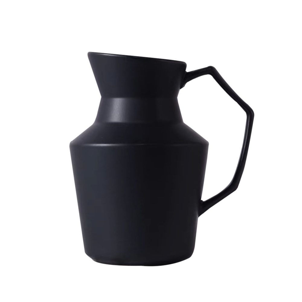 1-SOGA 23.5cmx19.5cm Ornament Black Modern Ceramic Decorative Pitcher Vase with Handle for Home Décor