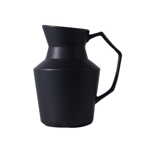1-SOGA 23.5cmx19.5cm Ornament Black Modern Ceramic Decorative Pitcher Vase with Handle for Home Décor