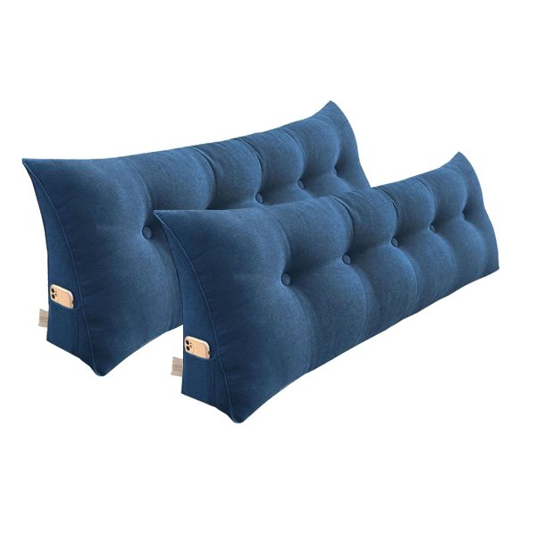 1-SOGA 2X 100cm Blue Triangular Wedge Bed Pillow Headboard Backrest Bedside Tatami Cushion Home Decor