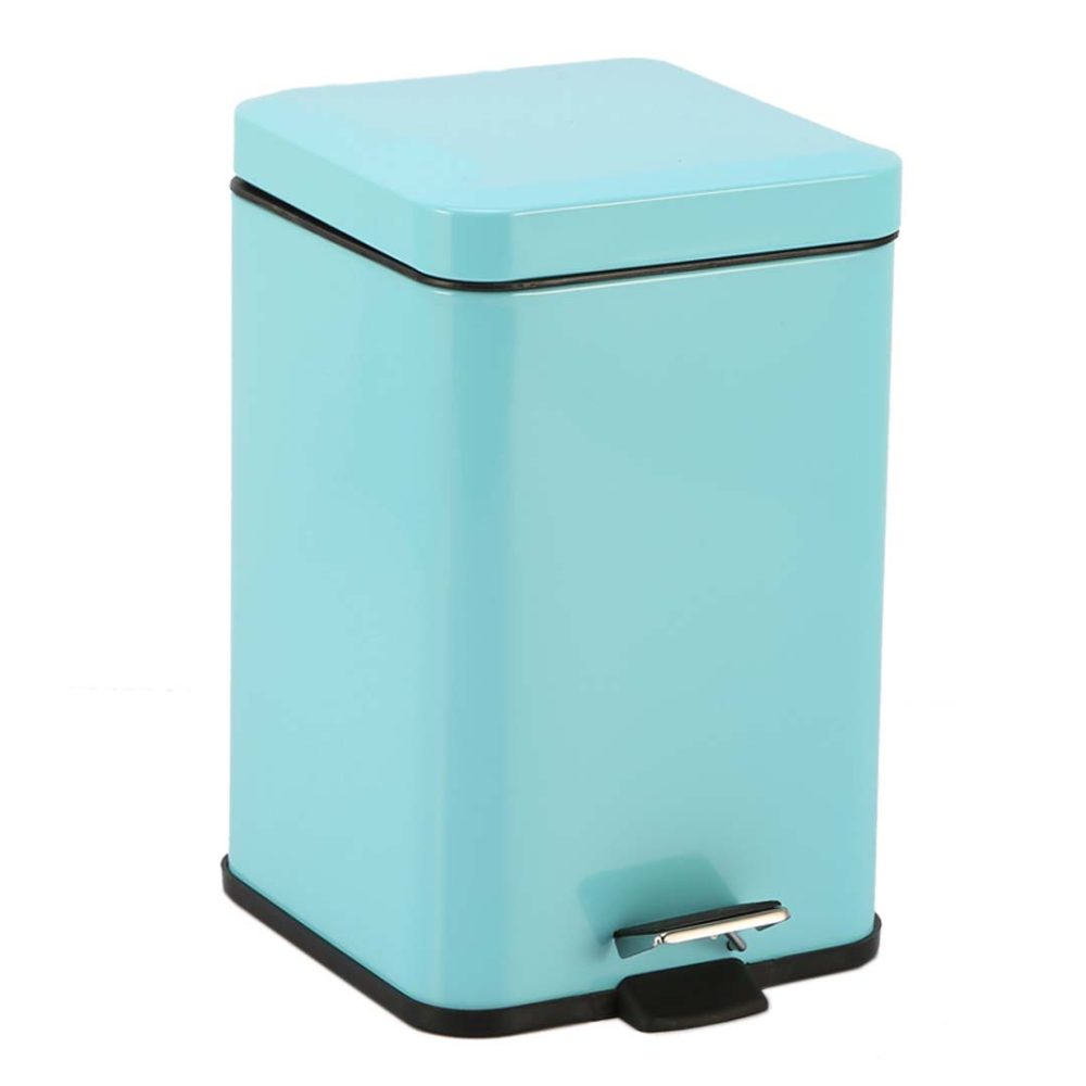 1-SOGA Foot Pedal Stainless Steel Rubbish Recycling Garbage Waste Trash Bin Square 12L Blue