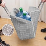 3-SOGA Grey Plaid Large Storage Luggage Bag Double Zipper Foldable Travel Organiser Essentials