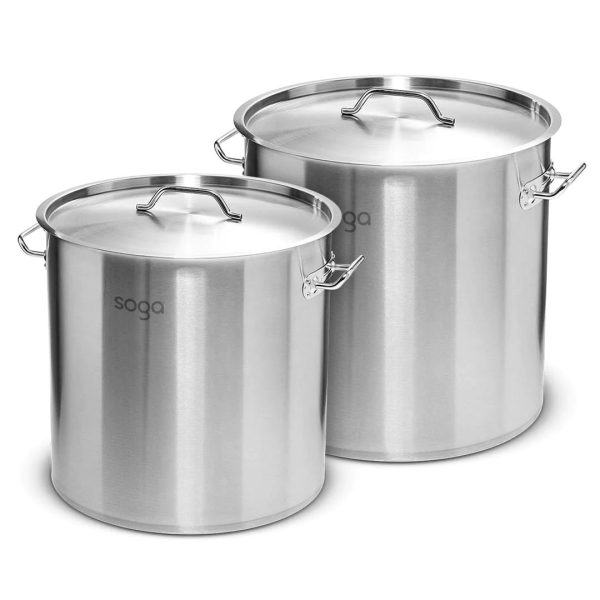 1-SOGA Stock Pot 17L 50L Top Grade Thick Stainless Steel Stockpot 18/10