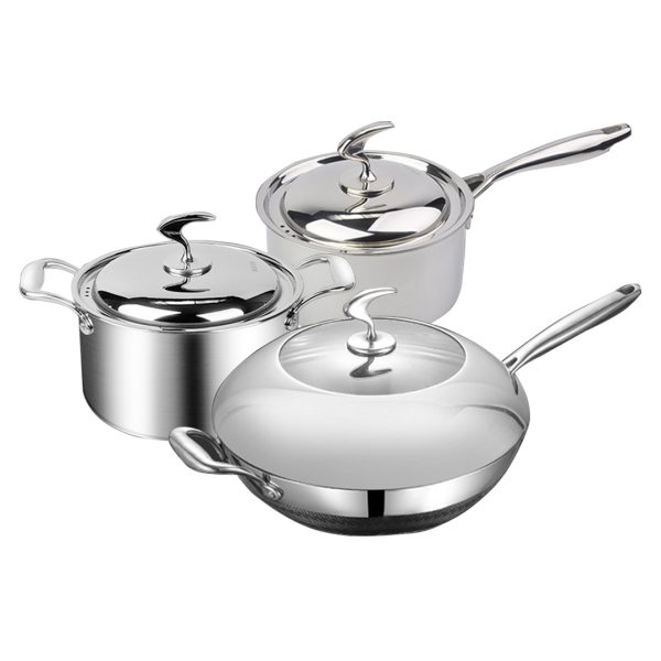 1-SOGA 6 Piece Cookware Set 18/10 Stainless Steel 3-Ply Frying Pan