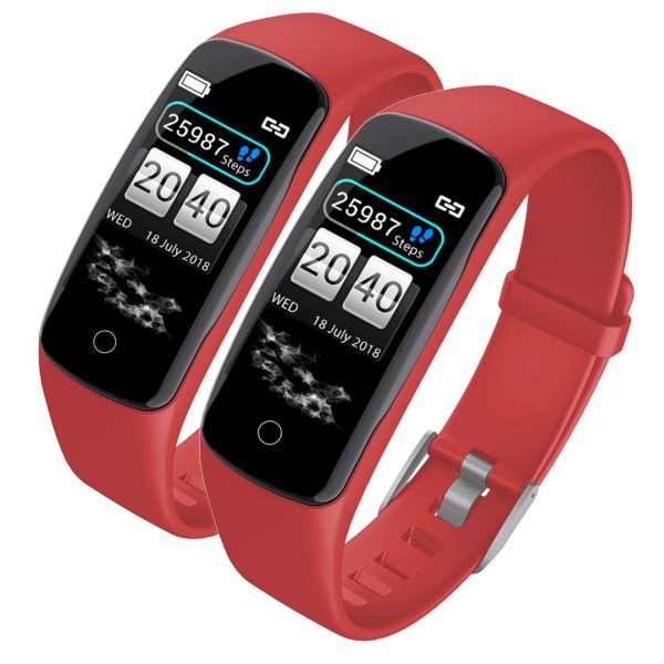 1-SOGA 2X Sport Monitor Wrist Touch Fitness Tracker Smart Watch Red