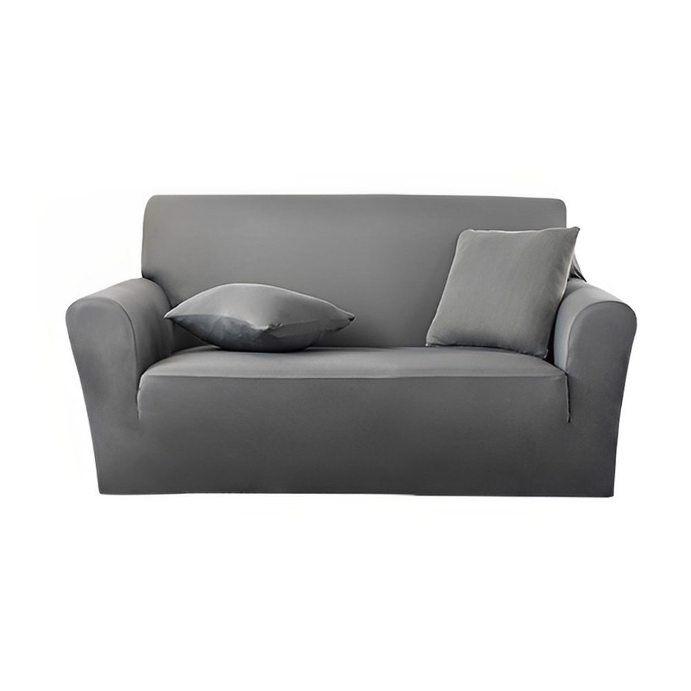 1-SOGA 2-Seater Grey Sofa Cover Couch Protector High Stretch Lounge Slipcover Home Decor
