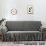 2-SOGA 3-Seater Grey Sofa Cover with Ruffled Skirt Couch Protector High Stretch Lounge Slipcover Home Decor