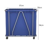 2-SOGA 2X Stainless Steel Commercial Large Soiled Linen Laundry Trolley Cart with Wheels Blue