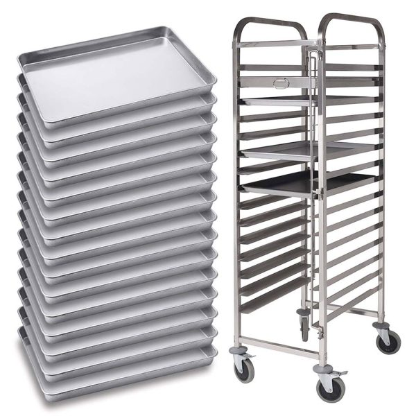 1-SOGA Gastronorm Trolley 15 Tier Stainless Steel with Aluminum Baking Pan Cooking Tray for Bakers