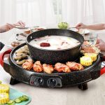 5-SOGA 2X 2  in 1 Electric Stone Coated Teppanyaki Grill Plate Steamboat Hotpot