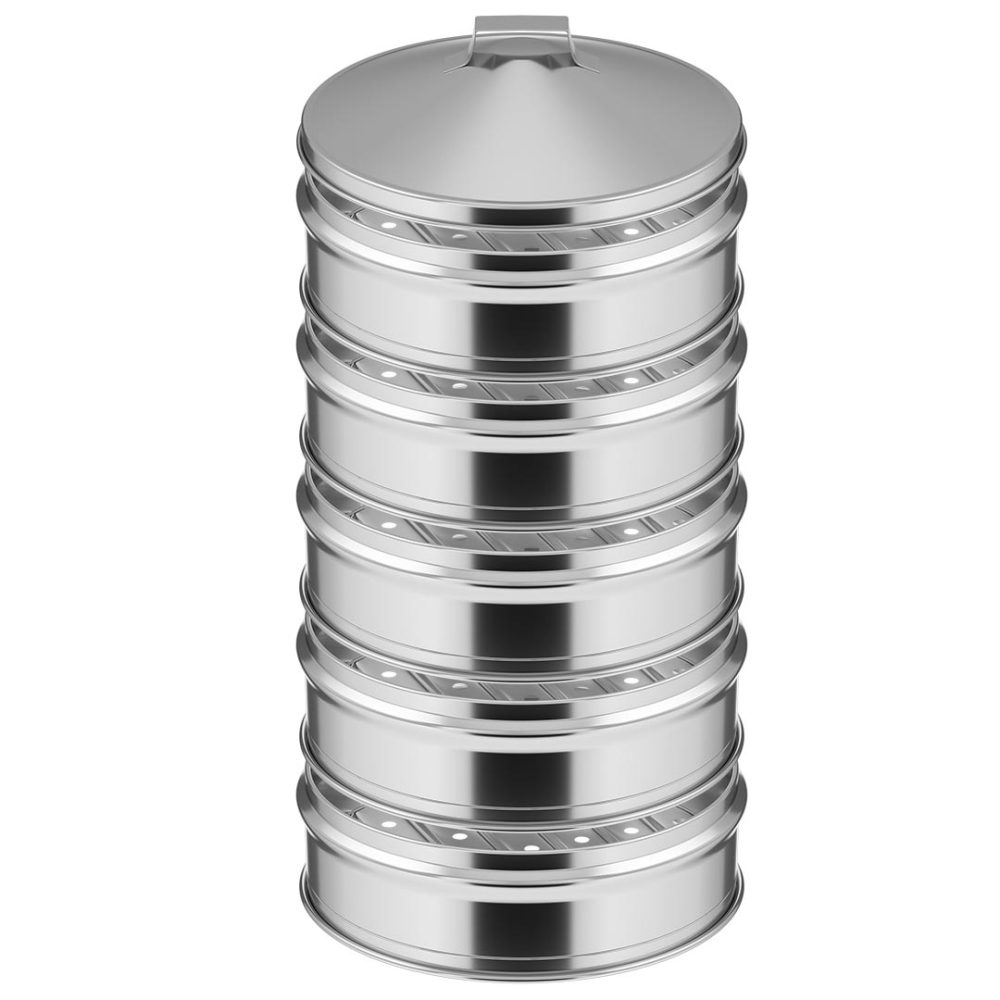 1-SOGA 5 Tier 25cm Stainless Steel Steamers With Lid Work inside of Basket Pot Steamers
